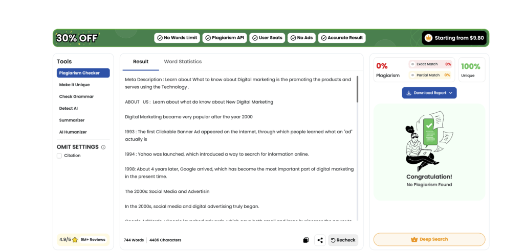 This the plagiarism checker report .
website name is small SEO checker tool .